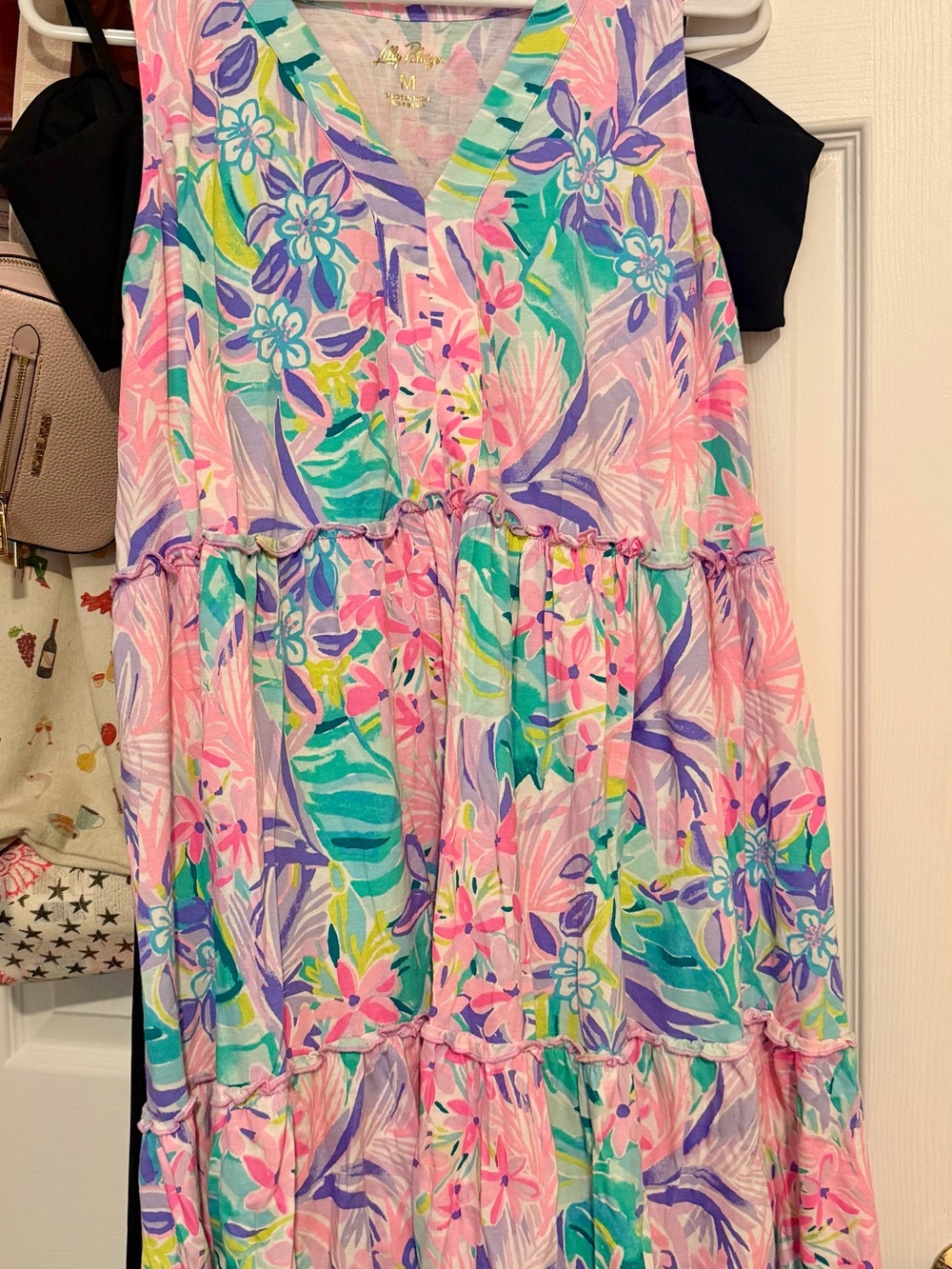 Lilly Pulitzer Girls' Floral Tiered Dress - Pink, Aqua & Lavender